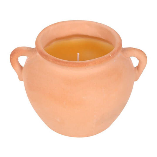 Terracotta urn citronella candle for outdoor use, perfect for adding ambiance and repelling insects.