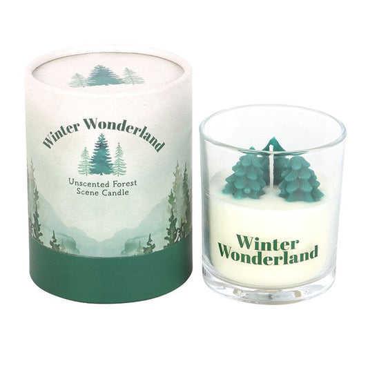 Winter Wonderland Candle with Tree Scene N/A