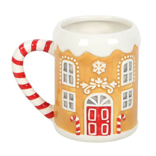 Candy Cane Gingerbread House Mug Festive Christmas Mug 500ml-Sociodigi