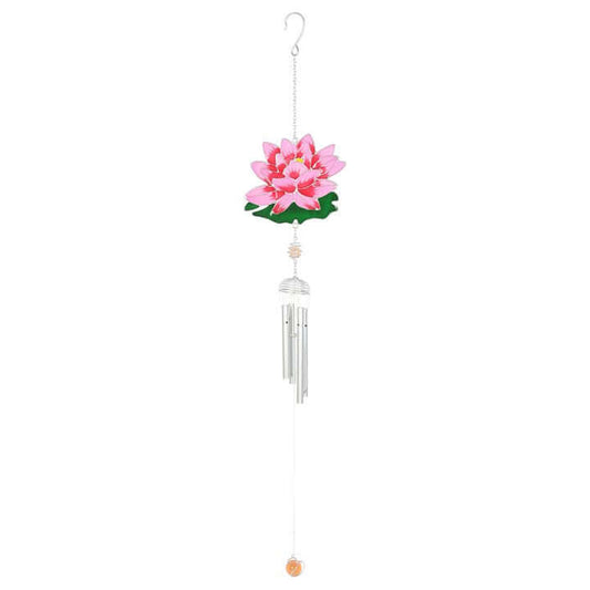 Lily Windchime with pink water lily design, perfect for garden and indoor decor in the UK.