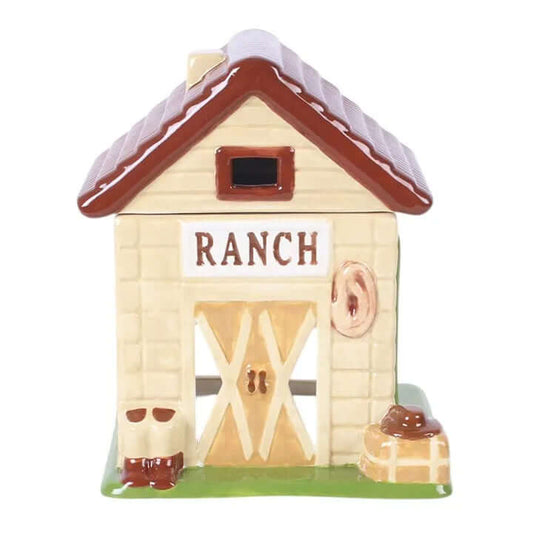 Western Ranch Oil Burner and Wax Warmer in a ceramic cowboy homestead shape.