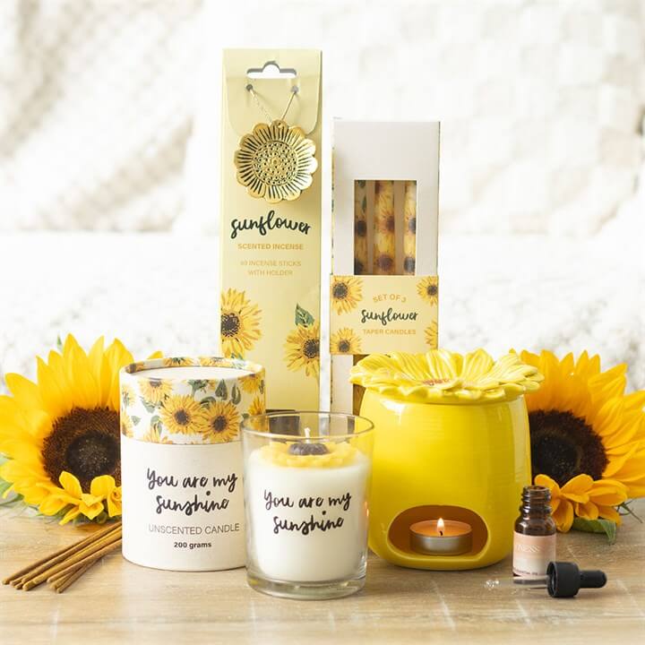 You Are My Sunshine Candle with 3D sunflower and decorative gifts, brightening up any space with joy.