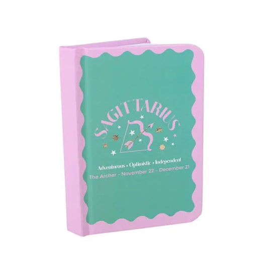 Zodiac Zest Sagittarius Mini Notebook with archer design and colorful cover for adventurous spirits.