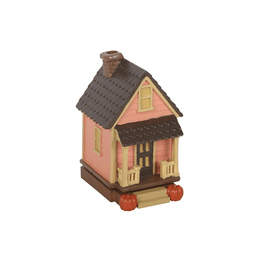 Pink House Incense Cone Burner with Pumpkins