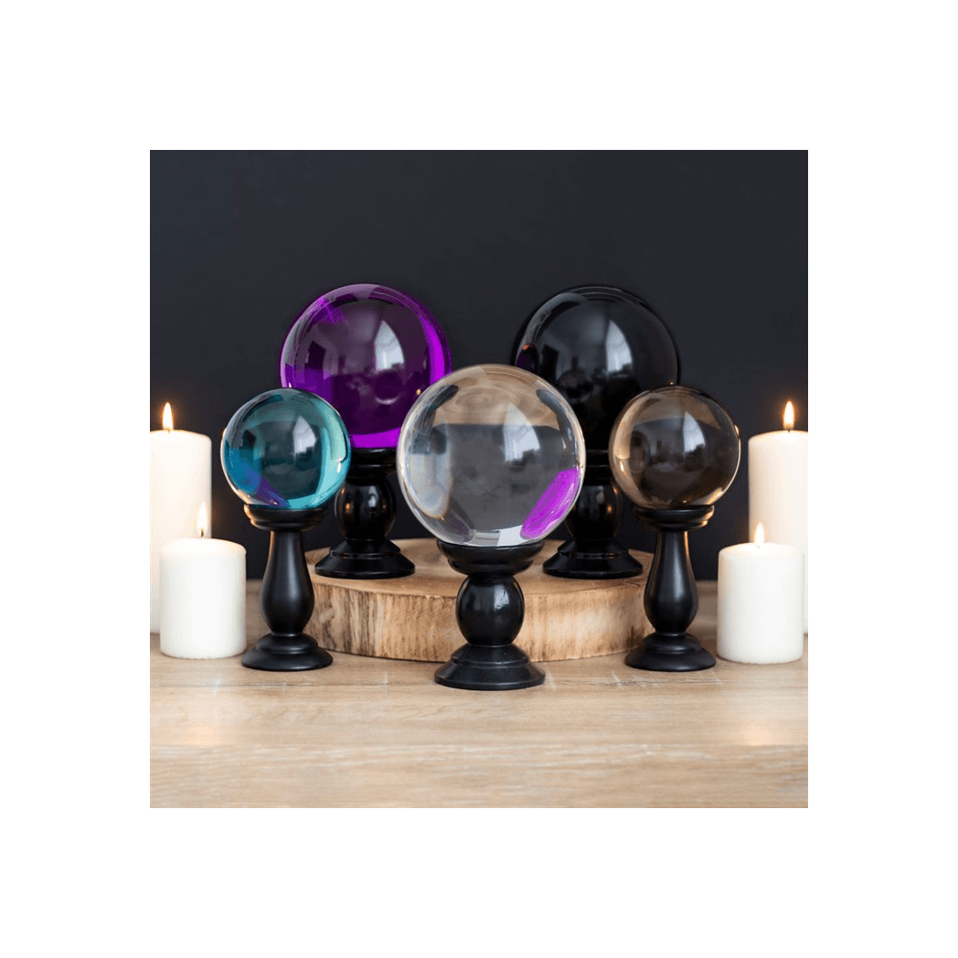 Small Teal Crystal Ball on Stand