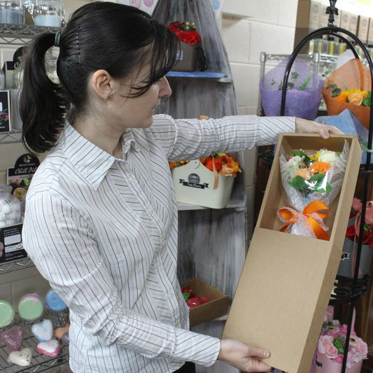 Boxed Hand Soap Flower Bouquet – Red Scented Bath Roses & Carnations-Sociodigi