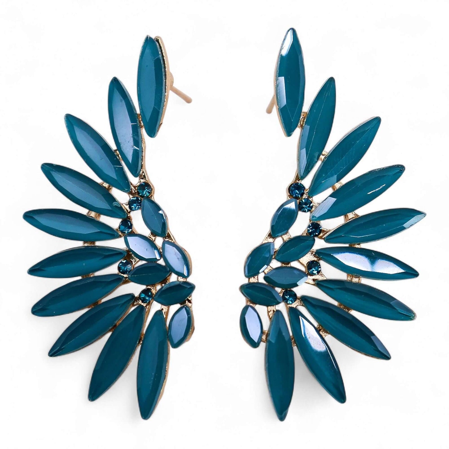 Teal Green Vintage Glass Angel Wings Earrings