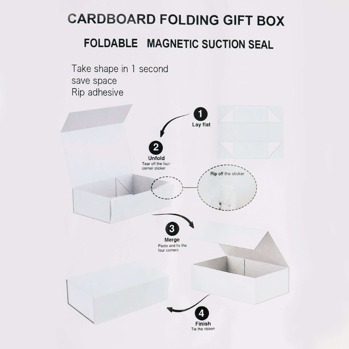 Flat Pack Gift Box - Medium Square (20x18.2x8cm) - Baby Blue