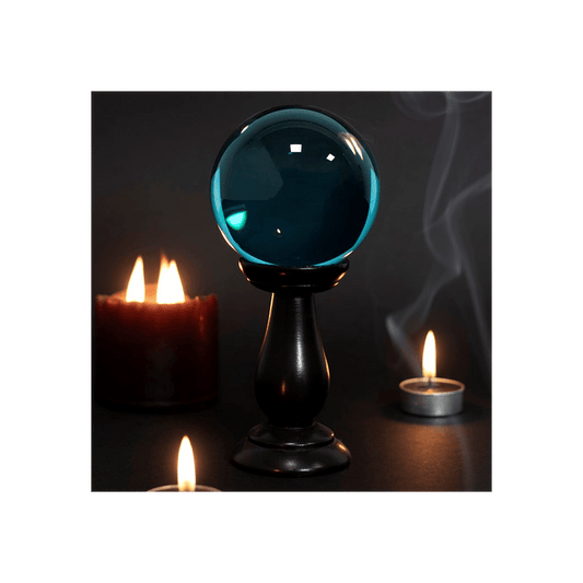 Small Teal Crystal Ball on Stand