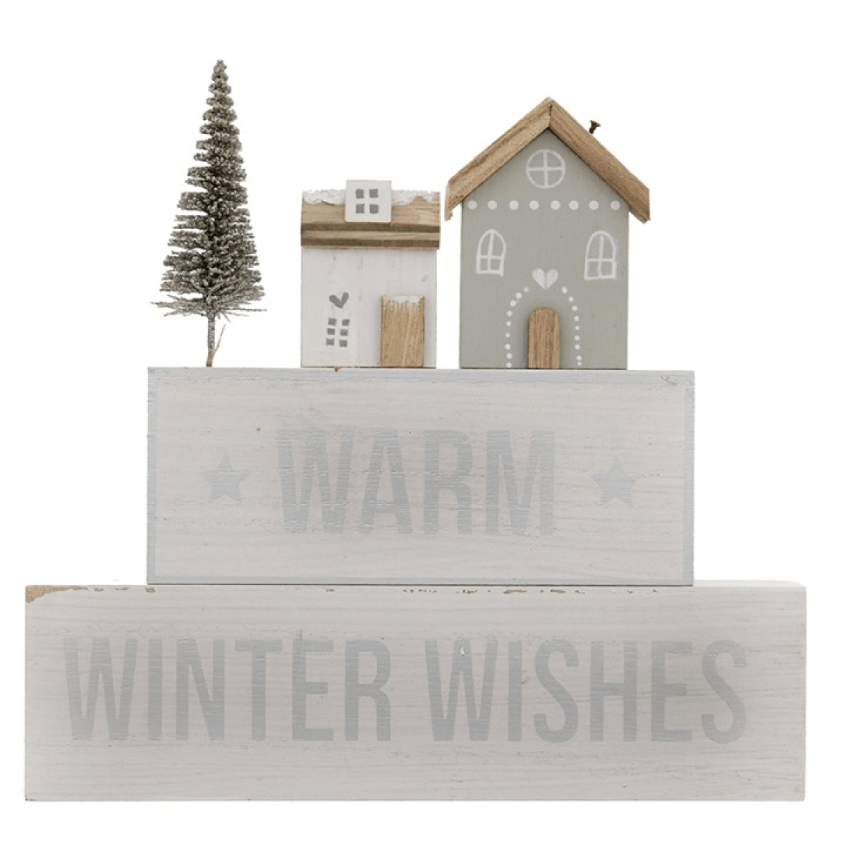 20cm Warm Winter Wishes Stacked Block Sign
