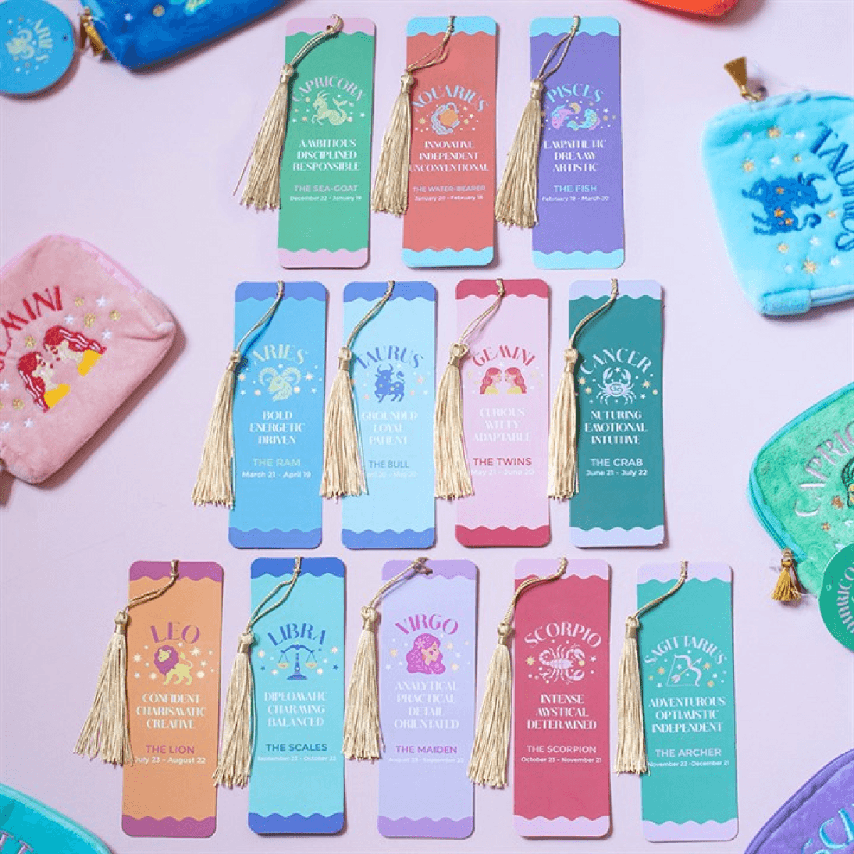 Set of 36 Zodiac Zest Bookmarks in Display