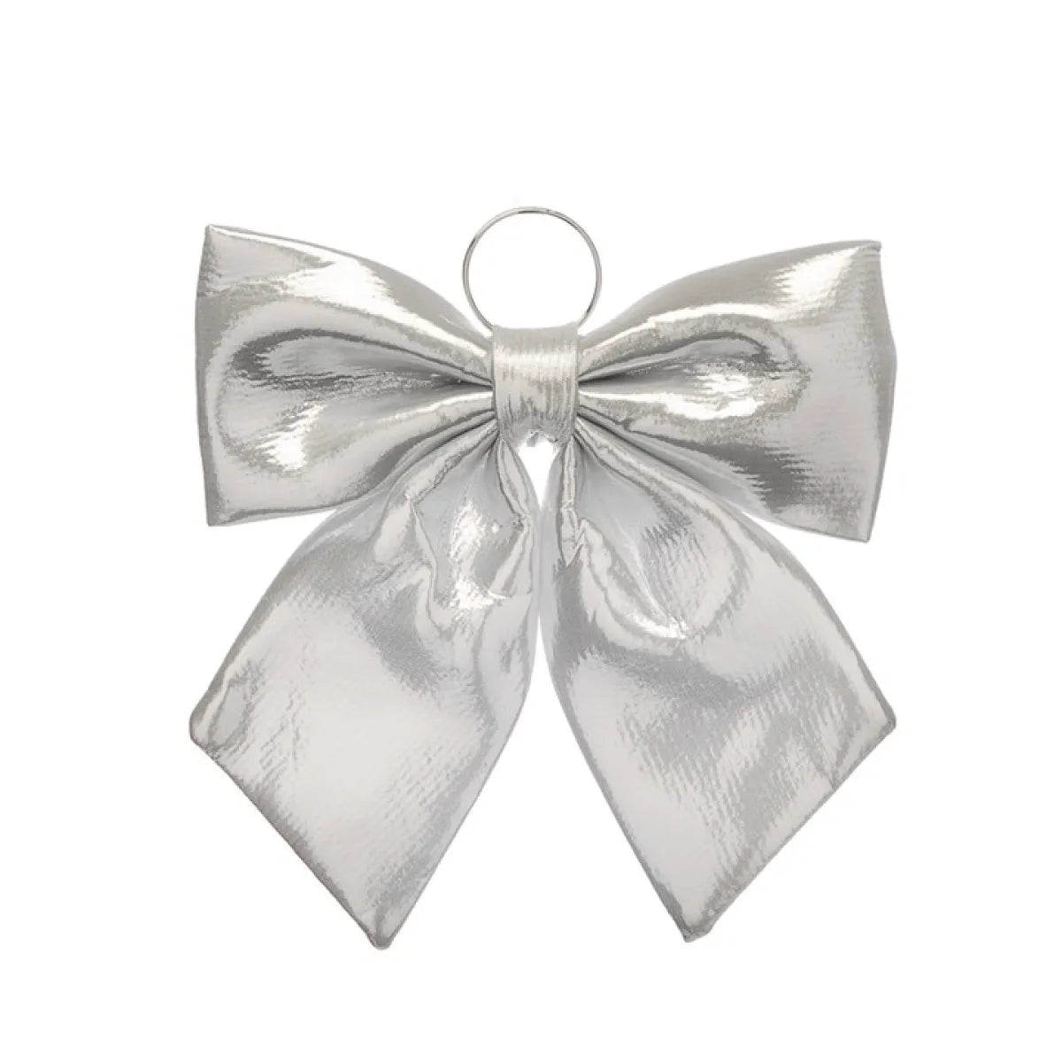 34cm Silver Metallic Fabric Bow