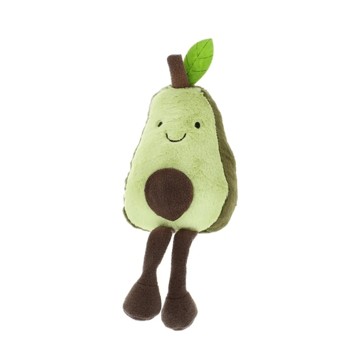 25cm Avocado Plush with Legs Toy, a cute soft green avocado plush doll with a smiling face and leaf.