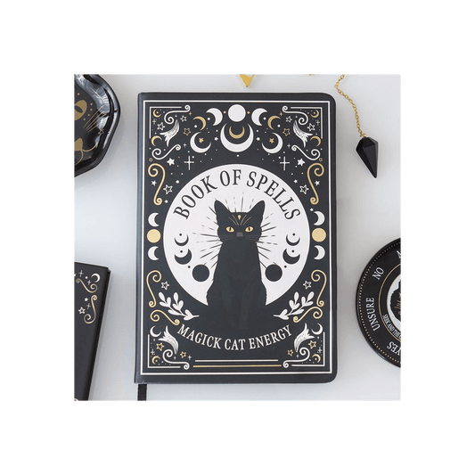 Black Cat Magick Book of Spells A5 Notebook with Pen