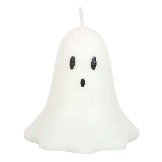 10cm Unscented Ghost Candles shaped like a friendly ghost, perfect for Halloween decorations.