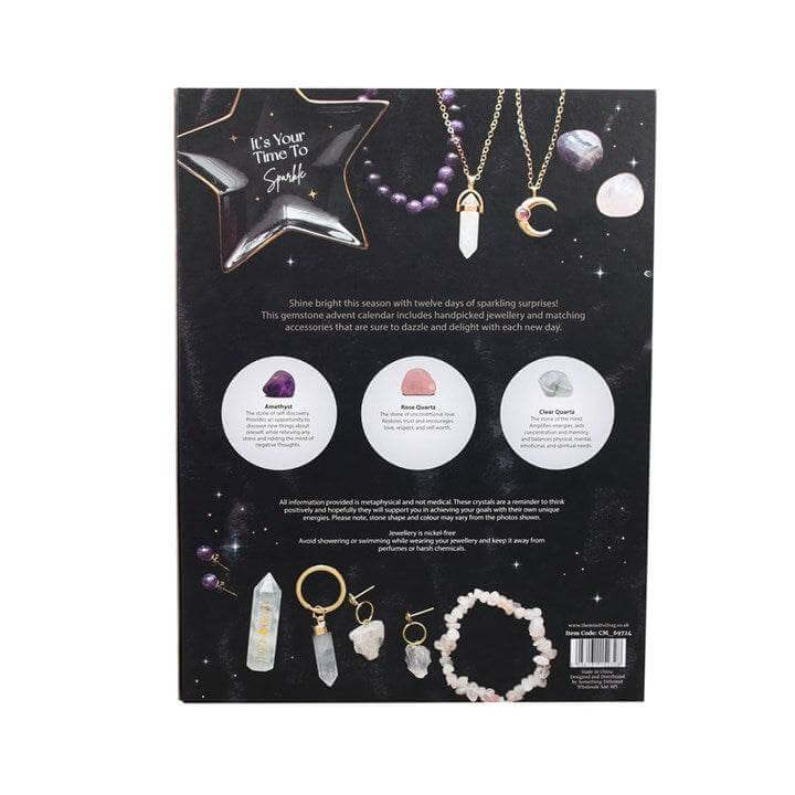 12-Day Crystal Jewellery Advent Calendar Amethyst, Rose Quartz & Clear Quartz-Sociodigi