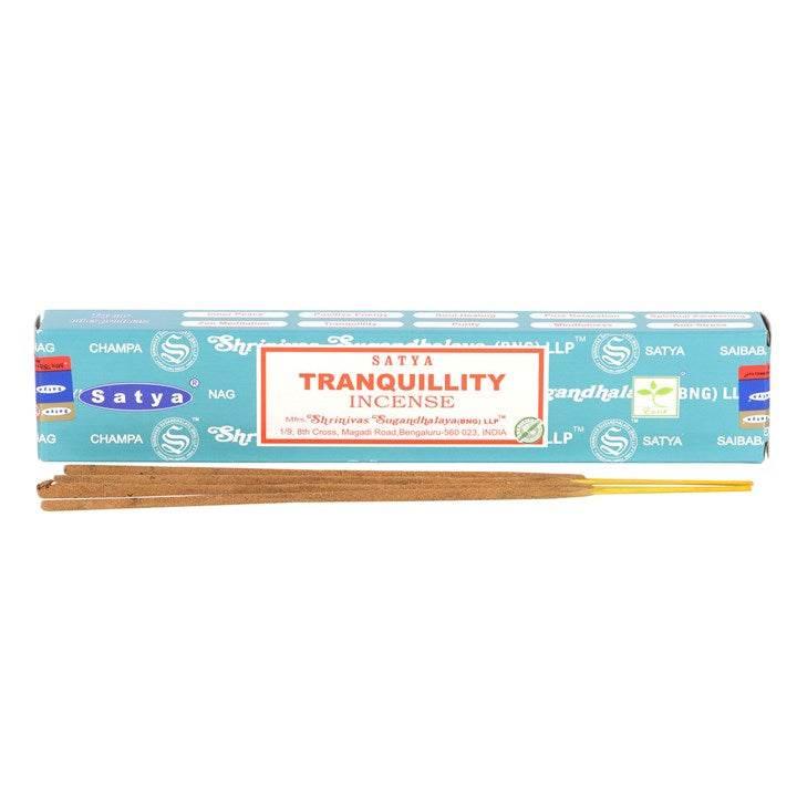 12 Packs of Tranquility Incense Sticks by Satya, perfect for creating a calming atmosphere with Incense Sticks.