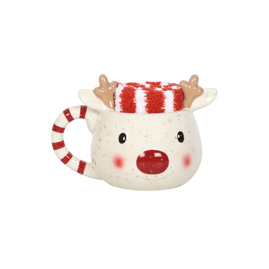 Rudolph Reindeer Mug and Socks Set