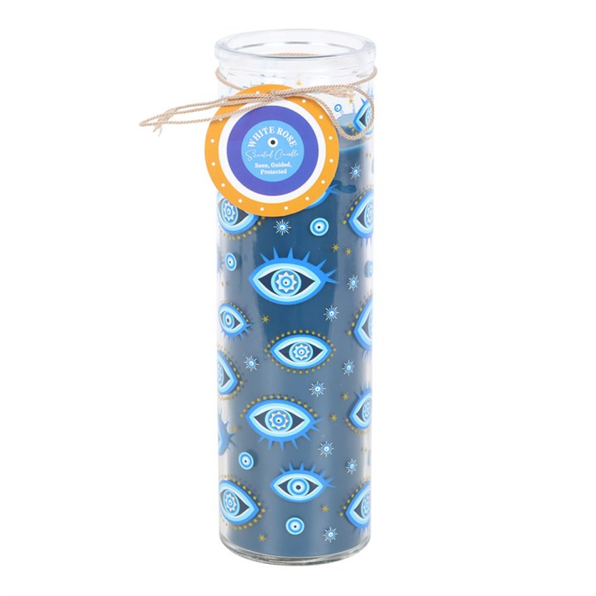 All Seeing Eye Print White Rose Tube Candle N/A