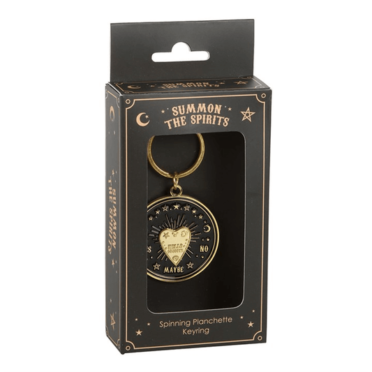 Keychain with heart design in a black packaging box labeled 'Summon the Spirits'.