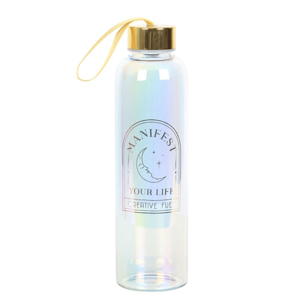 Manifest Your Life Iridescent Glass Water Bottle N/A