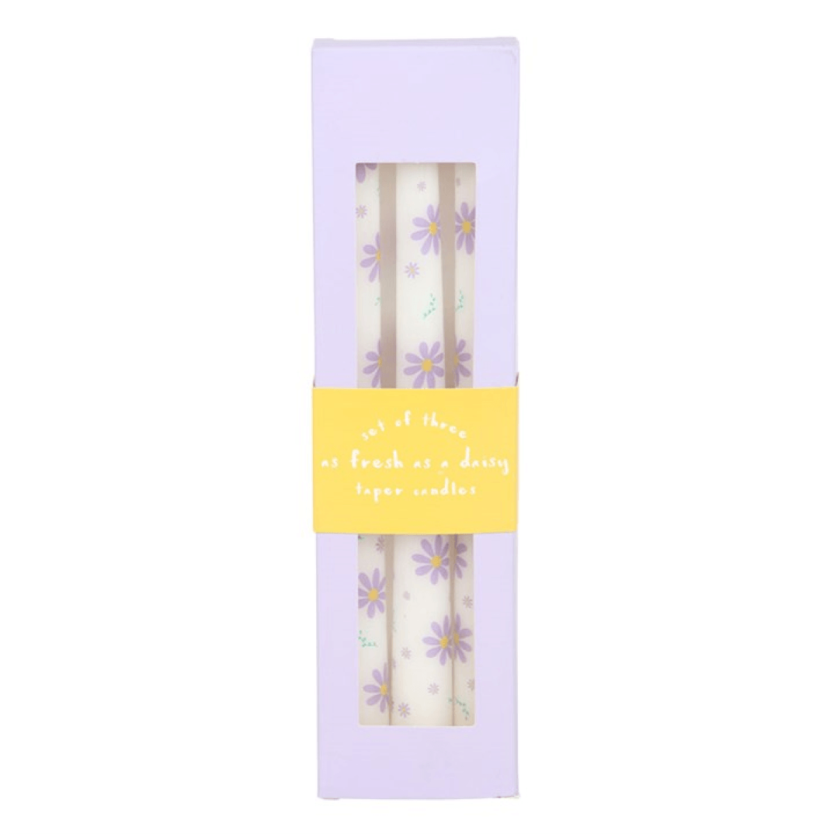 Set of 3 Purple Daisy Taper Candles N/A