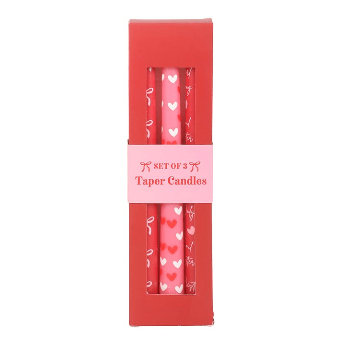 Set of 3 Girl Gang Bow and Heart Taper Candles N/A