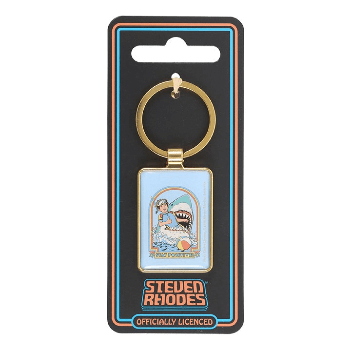 Keychain in packaging with 'Steven Rhodes' branding