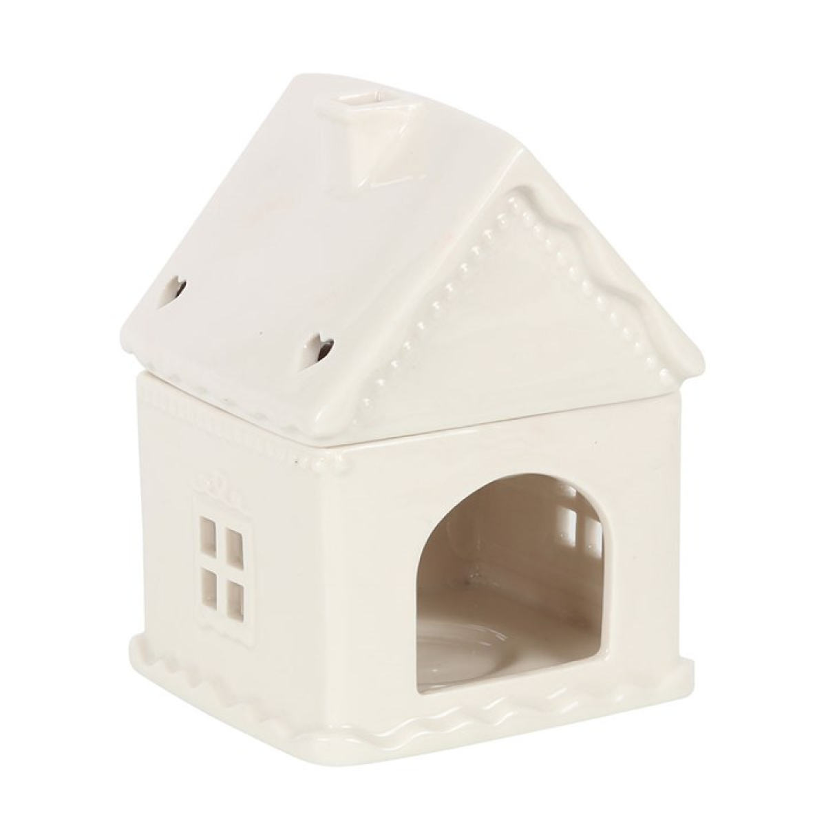 *White Gingerbread House Ceramic Oil Burner (4/20) N/A