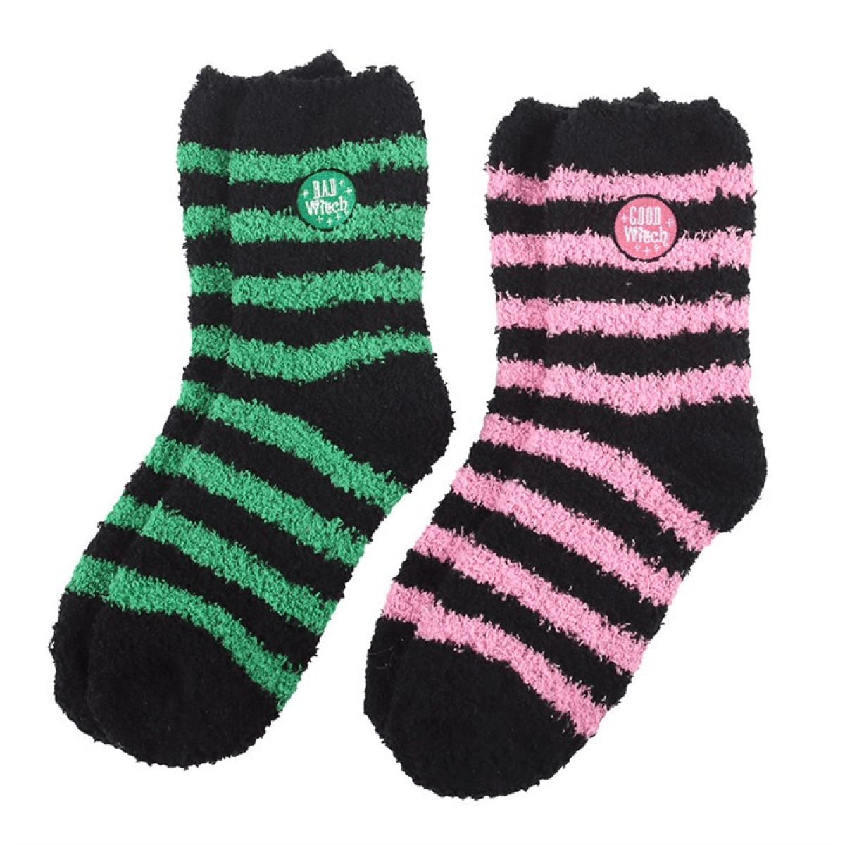 Set of 2 Good Witch and Bad Witch Fluffy Socks N/A