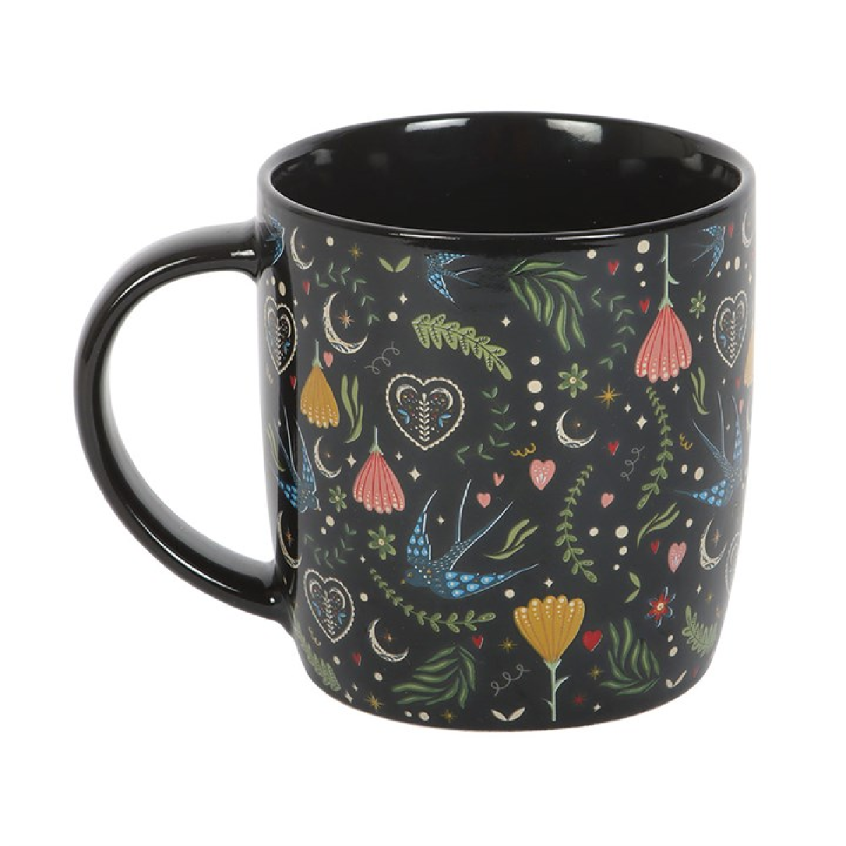 Black Midnight Bloom Print Mug N/A