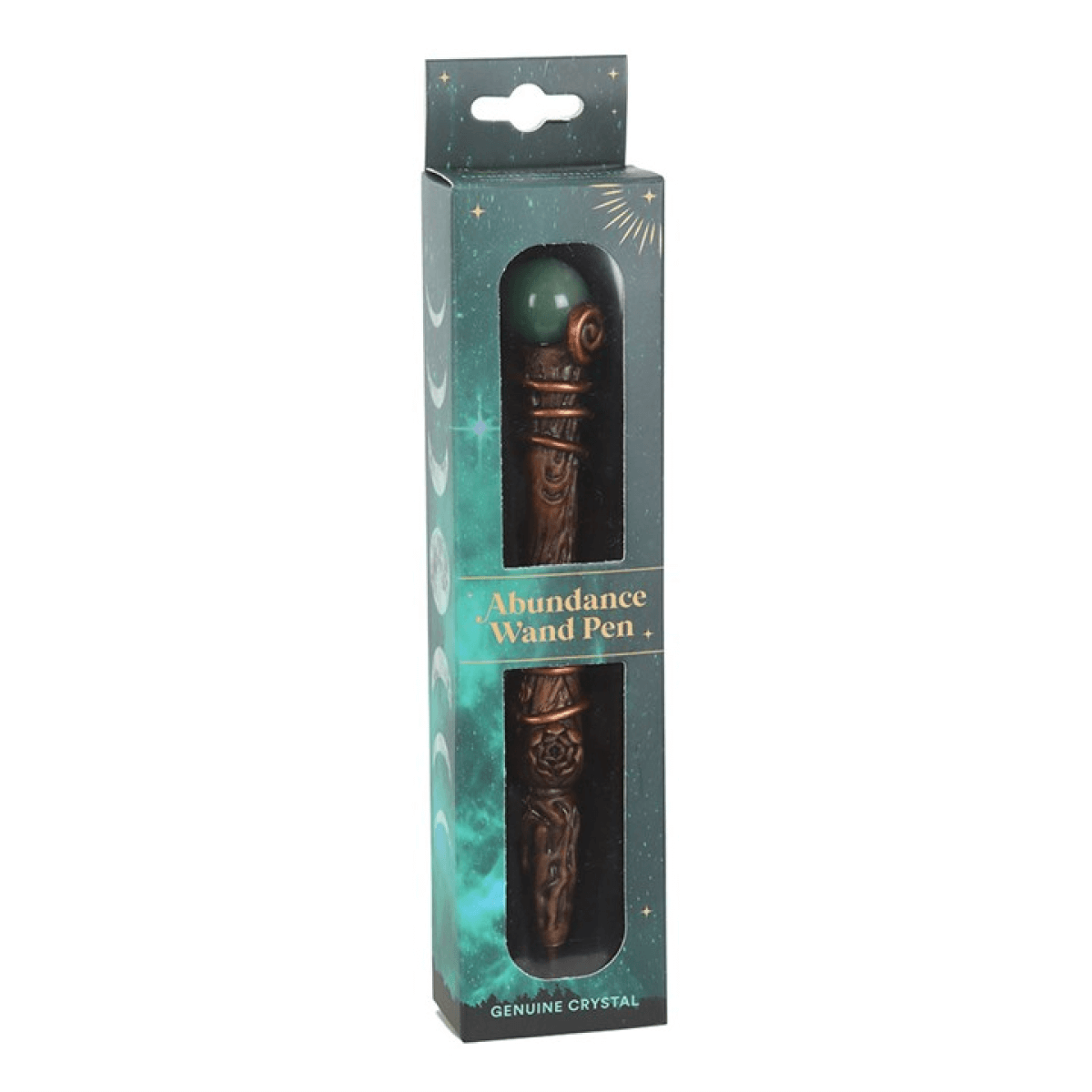 Abundance Wand Pen in packaging with celestial design