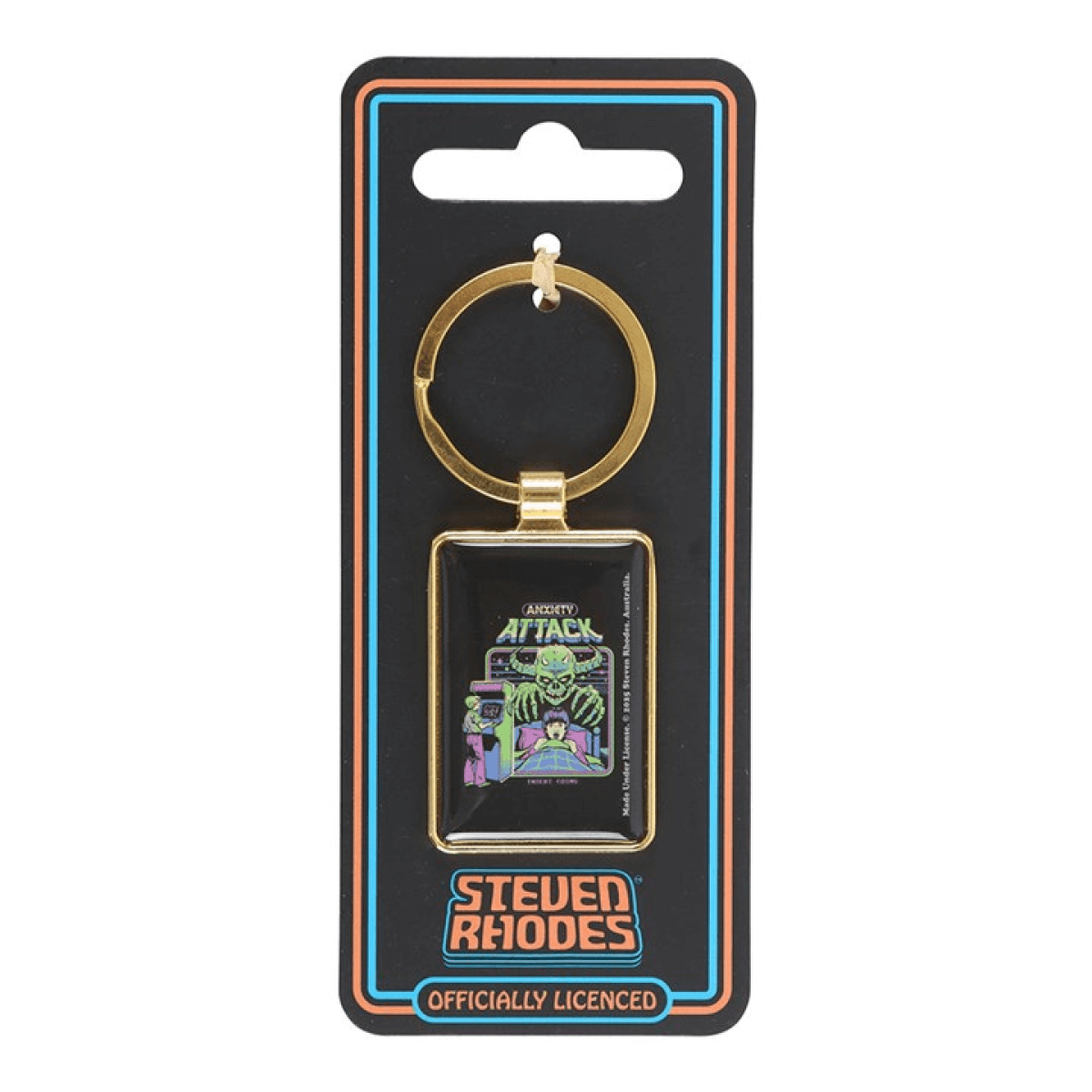 Keychain in packaging with 'Steven Rhodes' branding