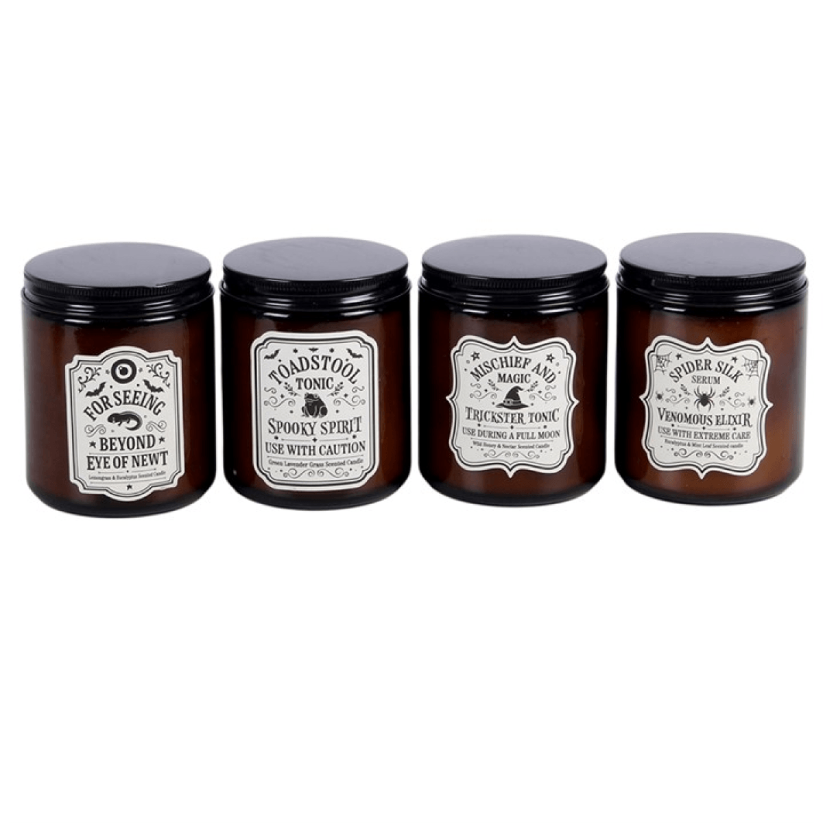 Set of 4 Witch's Apothecary Amber Jar Candles