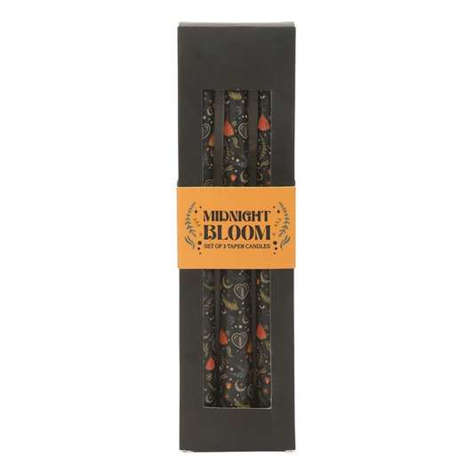 Set of 3 Black Midnight Print Taper Candles N/A
