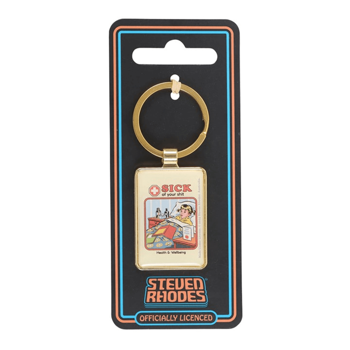 Keychain in packaging with 'Sick' and 'Steven Rhodes' branding