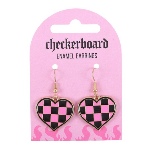 Checkerboard Heart Earrings N/A