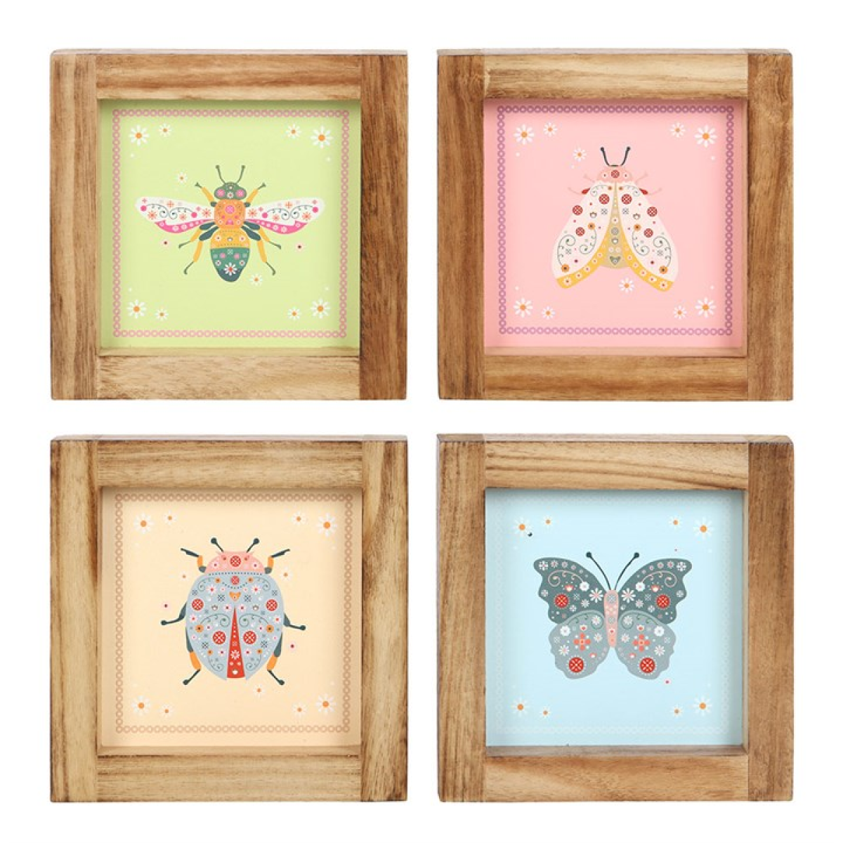 Set of 4 Floral Bug Framed Wall Art Prints N/A