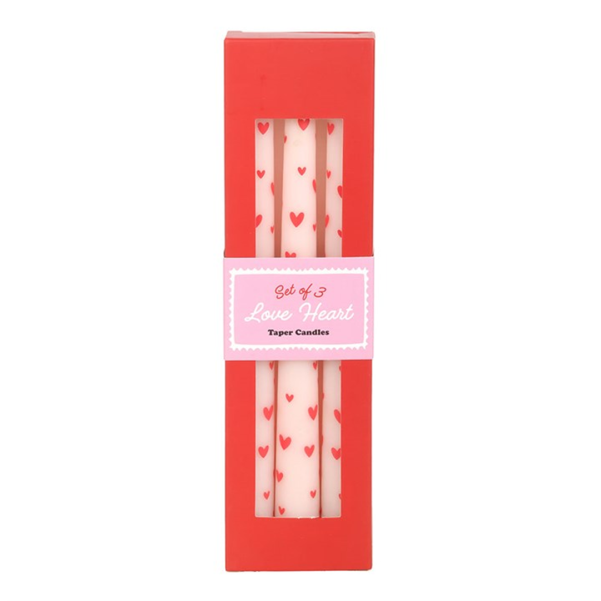 Set of 3 Love Heart Taper Candles N/A