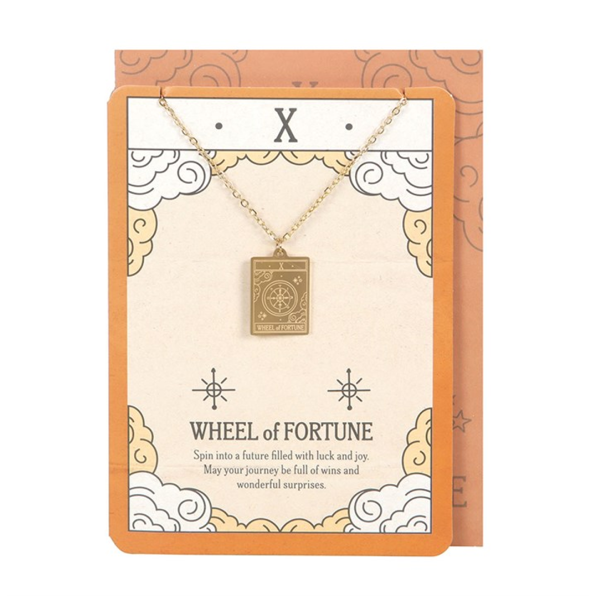 The Wheel of Fortune Vintage Tarot Necklace on Greeting Card N/A