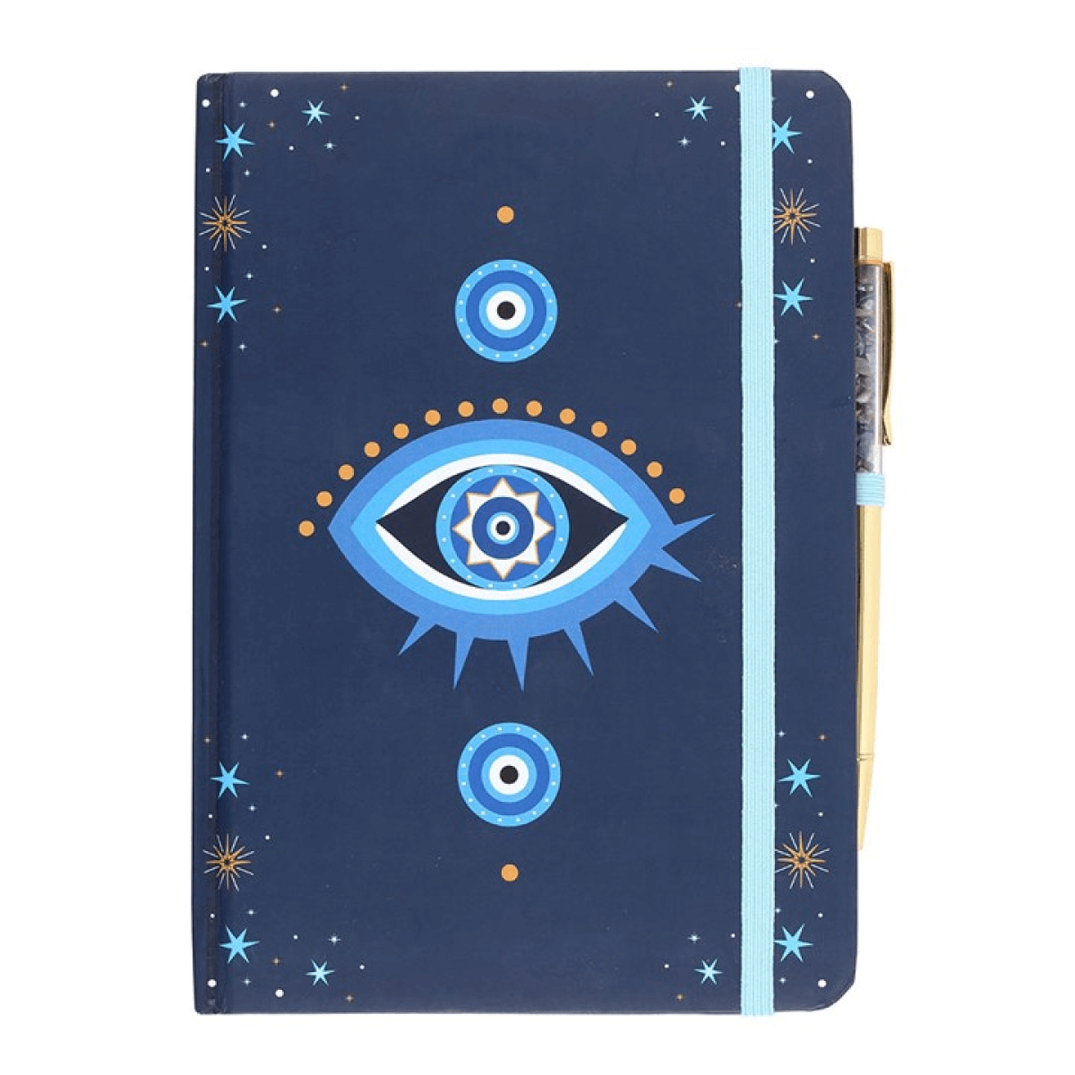 Notebook with eye design on a blue cover
