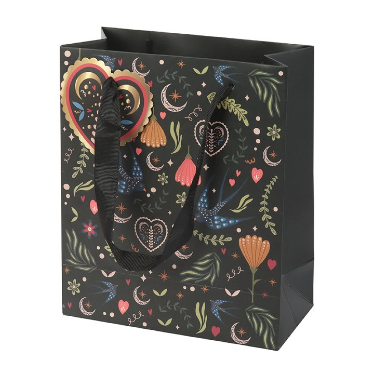 Medium Black Midnight Bloom Print Giftbag N/A