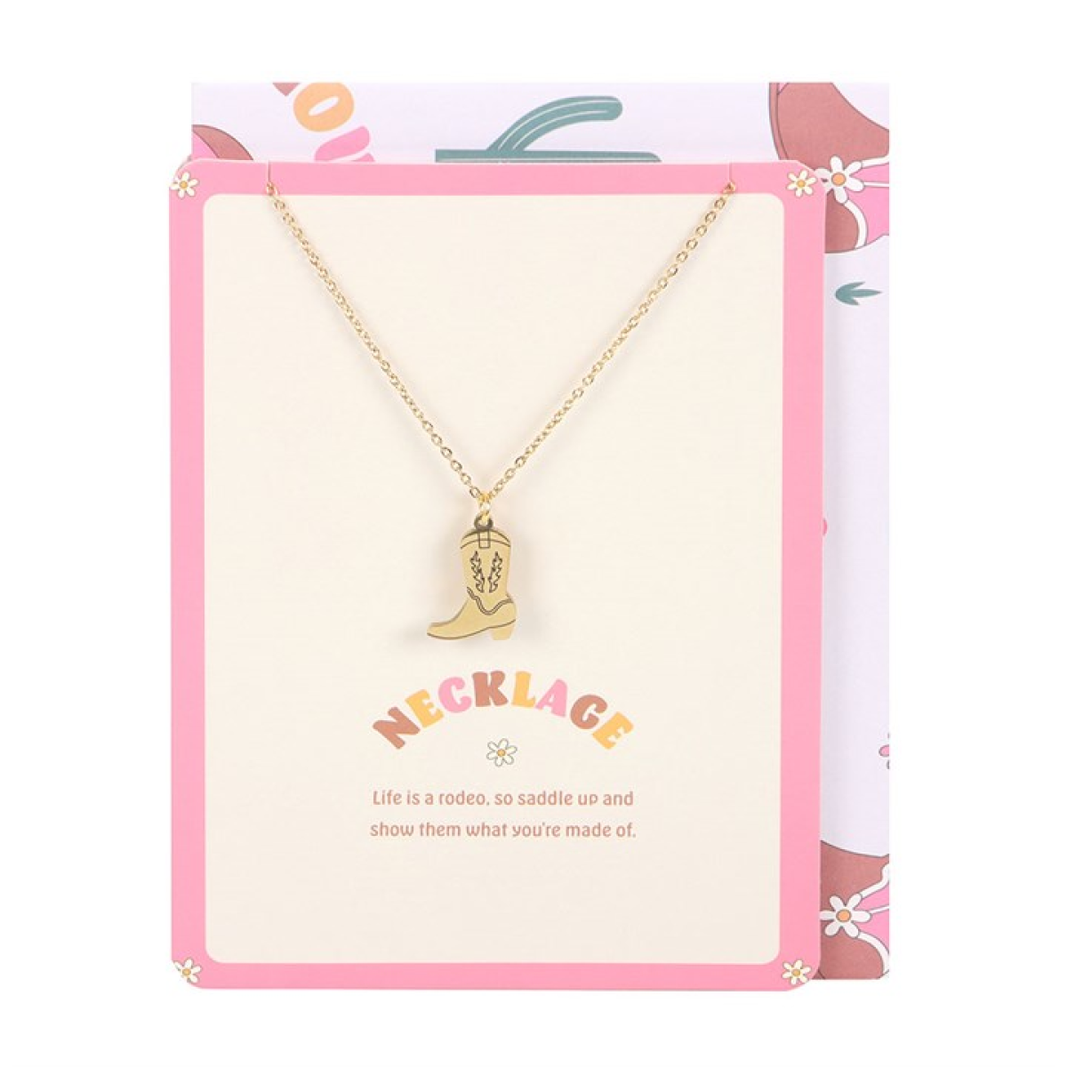 Cowboy Boot Necklace on Greeting Card N/A