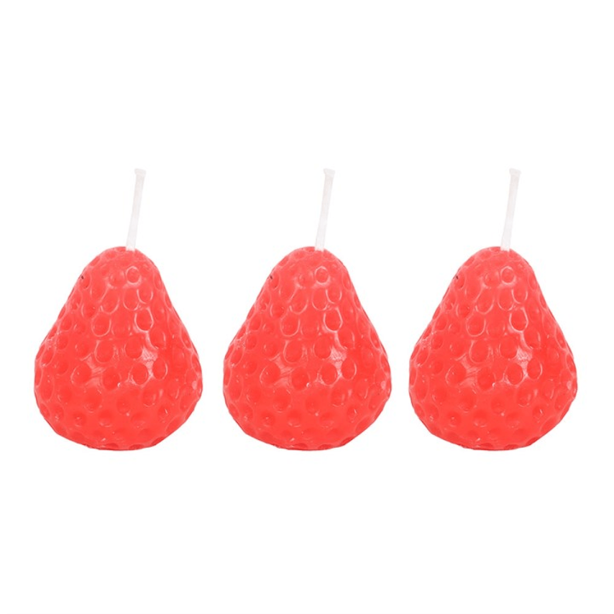 Set of 3 Strawberry Shaped Candles N/A