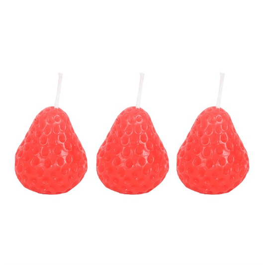 Set of 3 Strawberry Shaped Candles N/A
