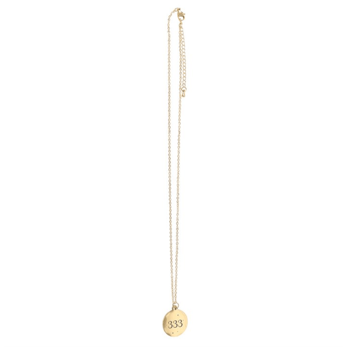 333 Angel Number Support Necklace with gold chain and pendant featuring the number 333 for spiritual connection.