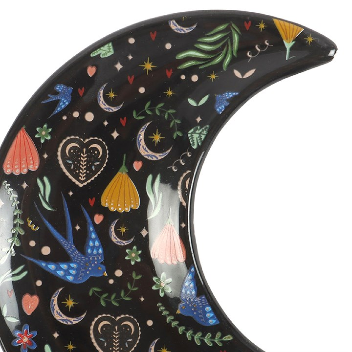 Midnight Bloom Crescent Moon Trinket Dish N/A