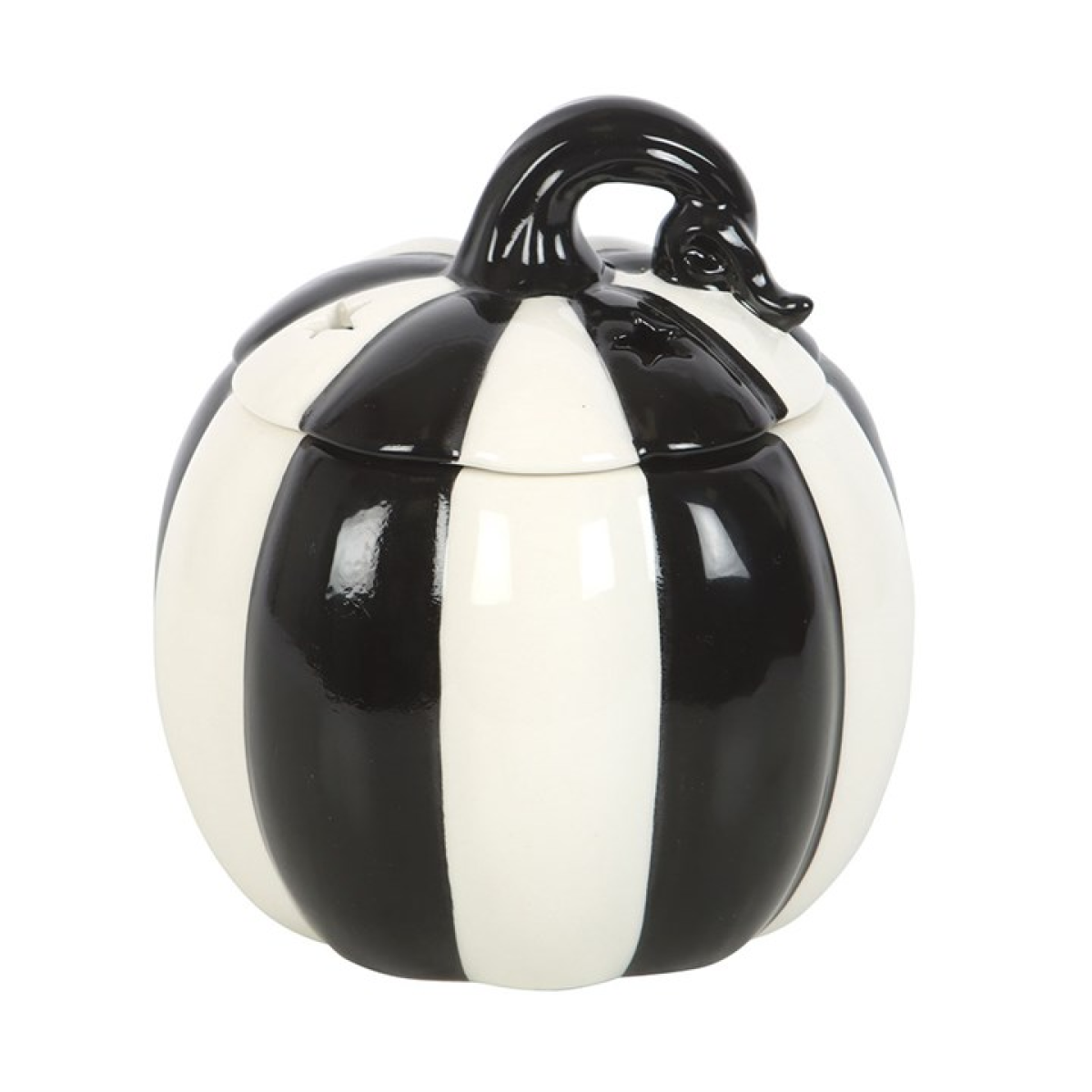Black and White Striped Pumpkin Oil Burner N/A