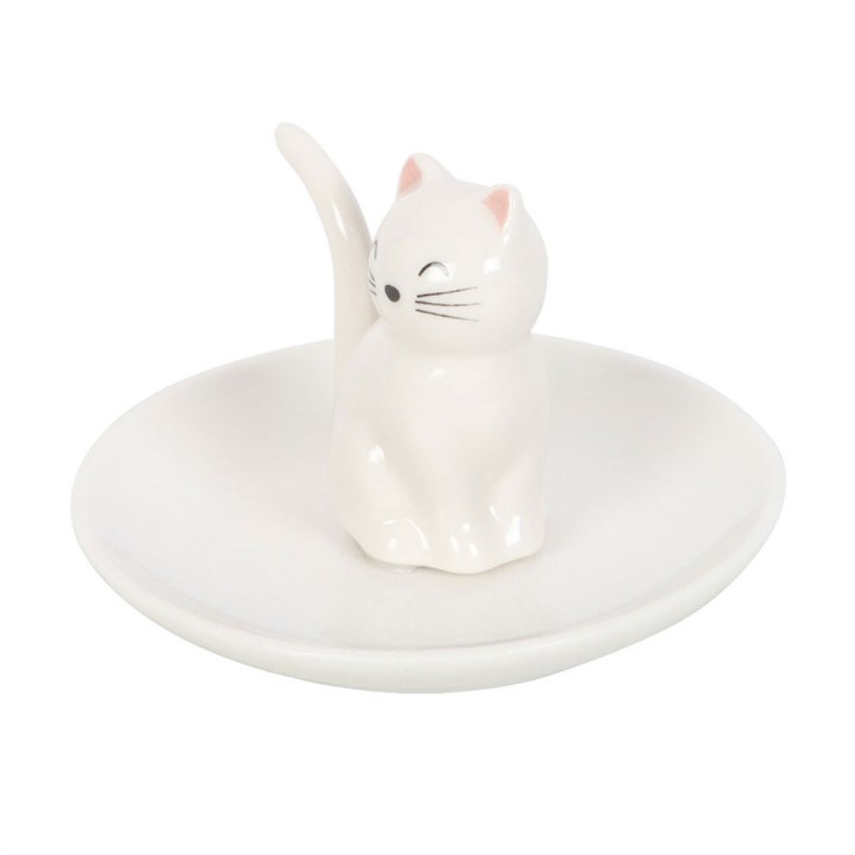 Sitting White Cat Face Trinket Dish N/A