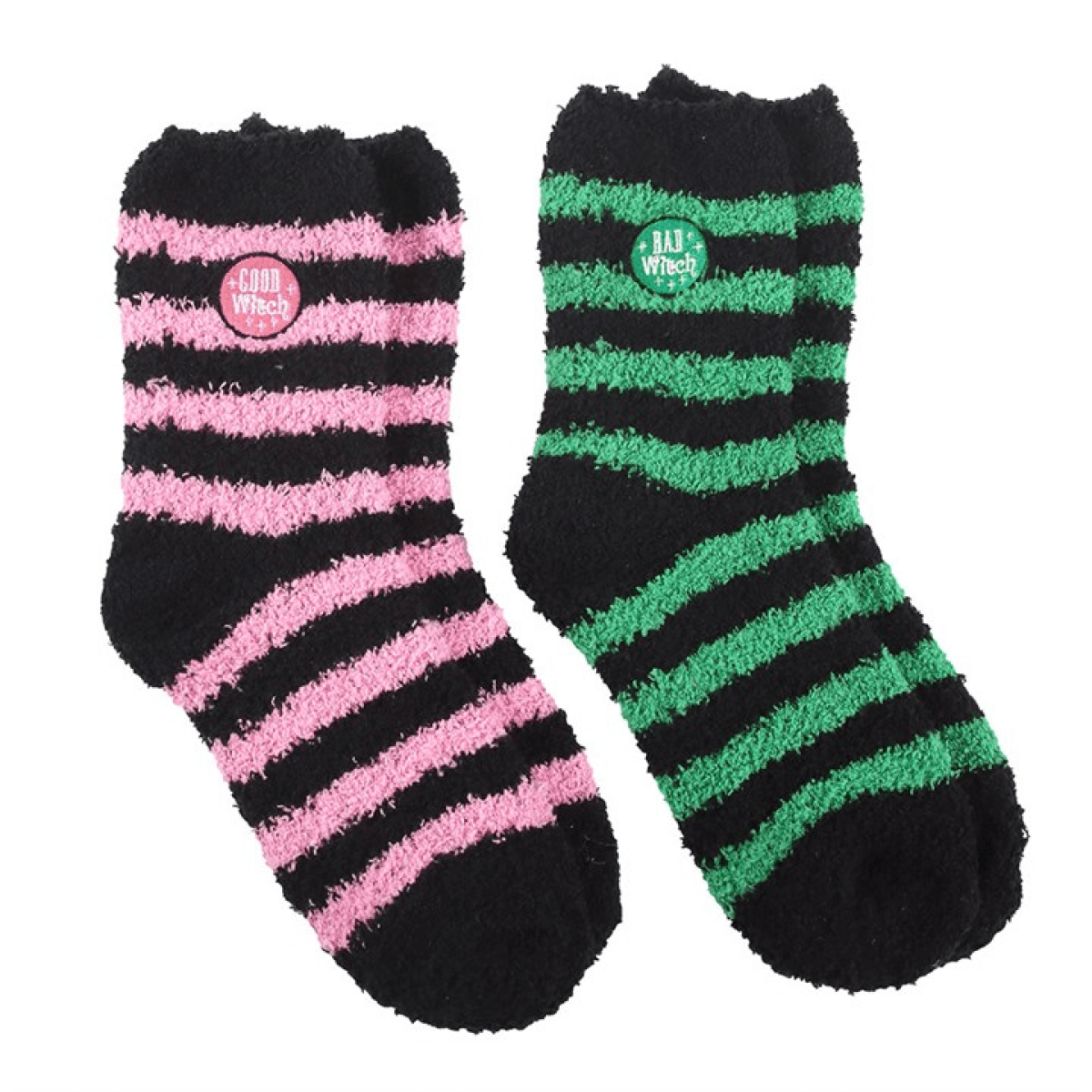 Set of 2 Good Witch and Bad Witch Fluffy Socks N/A